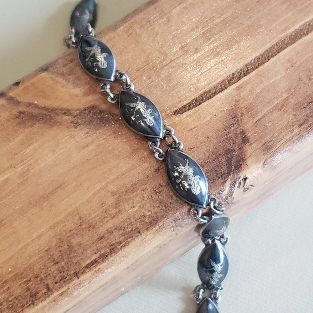 Black Niello Siam Silver VIntage Bracelet